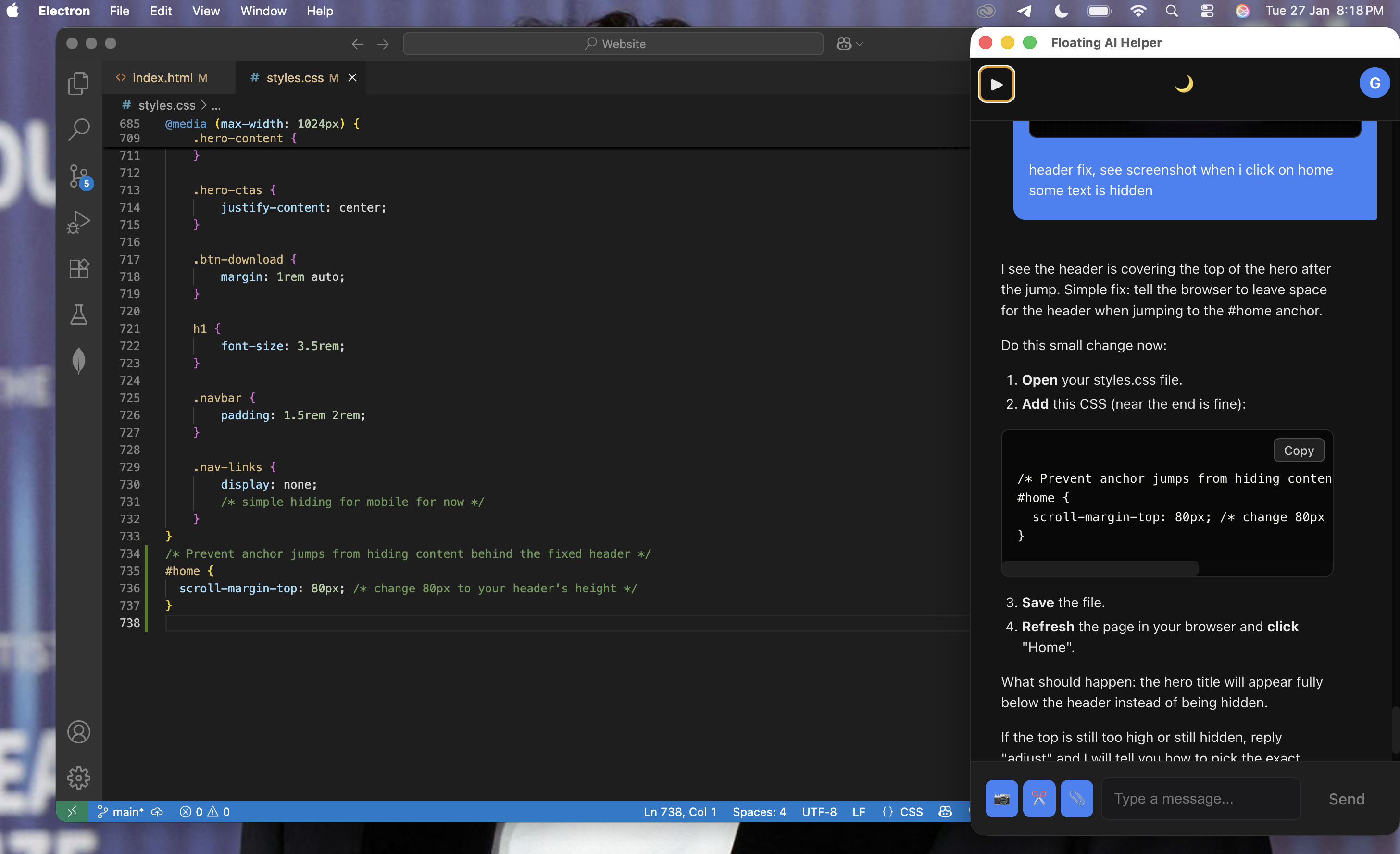 Floating IQ Interface showing visual recognition
